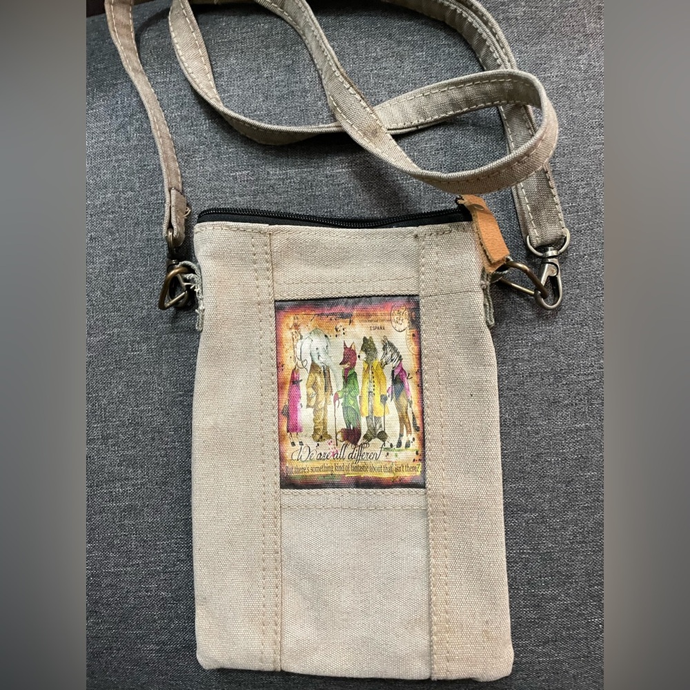 Lovely Vintage Addiction “We Are All Different” Crossbody bag